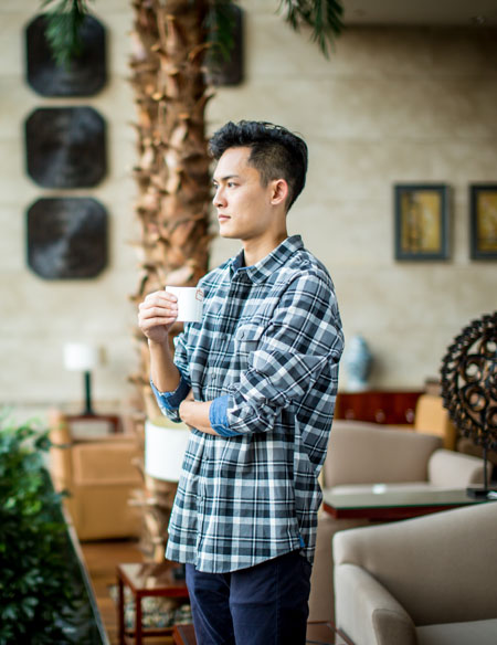 男士黑白格子襯衫