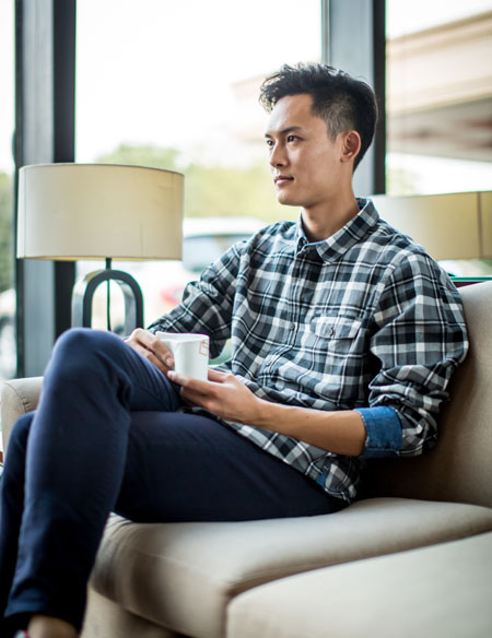 男士黑白格子襯衫