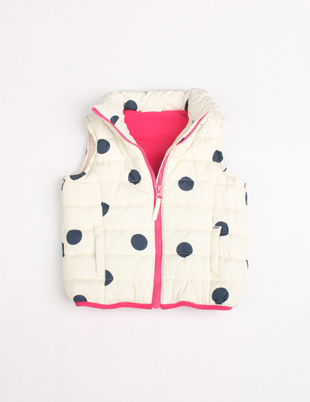 女童加絨無袖波點(diǎn)印花背心