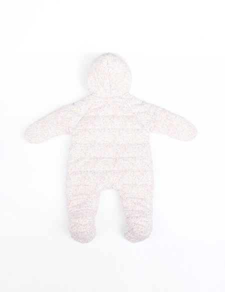 兩邊可脫卸式碎花連帽棉爬