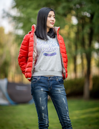 女式連帽純色短款棉服