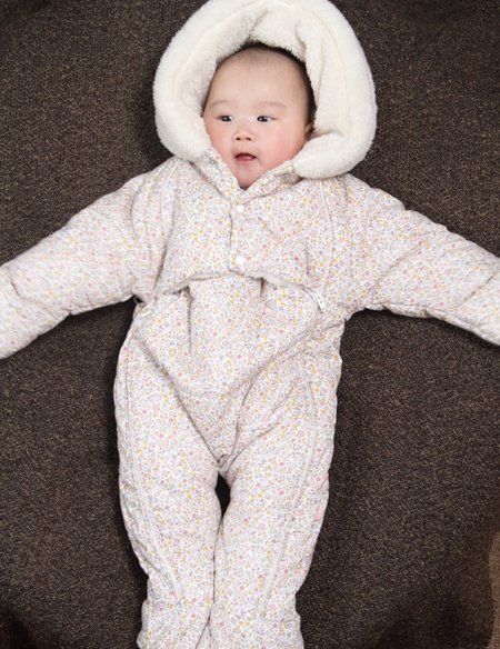 嬰兒連體帶帽棉爬