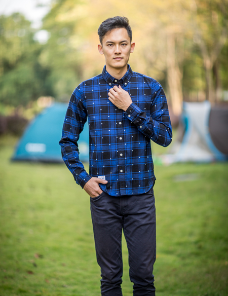 男式長(zhǎng)袖波點(diǎn)襯衫