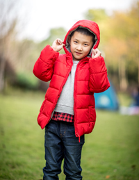 兒童冬季純色連帽外套