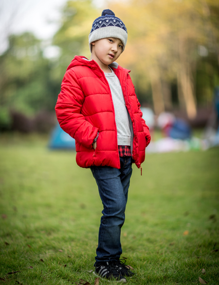 兒童冬季純色連帽外套