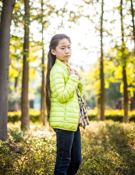 女童純色長袖外套