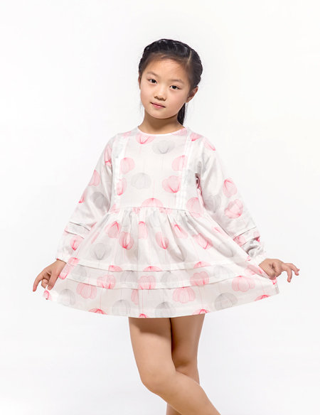 女童全棉貢緞連衣裙