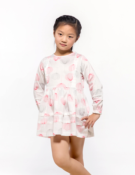 女童全棉貢緞連衣裙