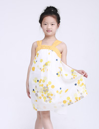 女童全棉印花肩帶裙