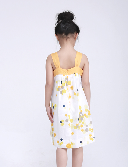 女童全棉印花肩帶裙