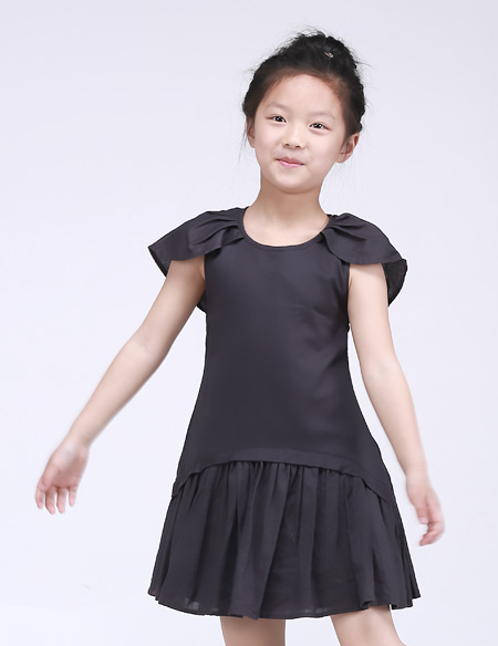 花瓣袖全棉連衣裙