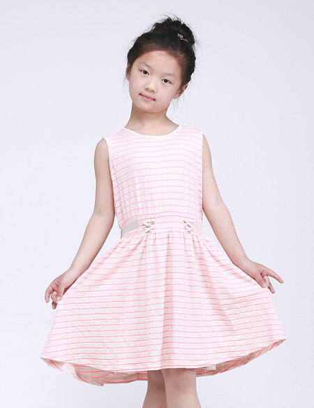 全棉條紋針織連衣裙