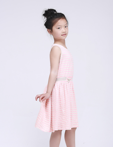 全棉條紋針織連衣裙