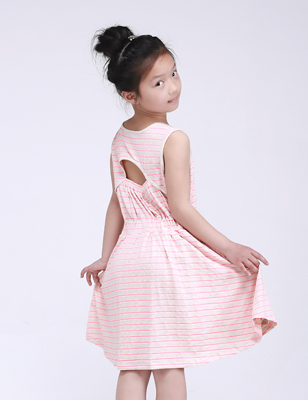 全棉條紋針織連衣裙
