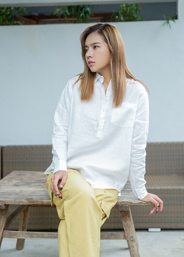 女士麻棉休閑襯衫