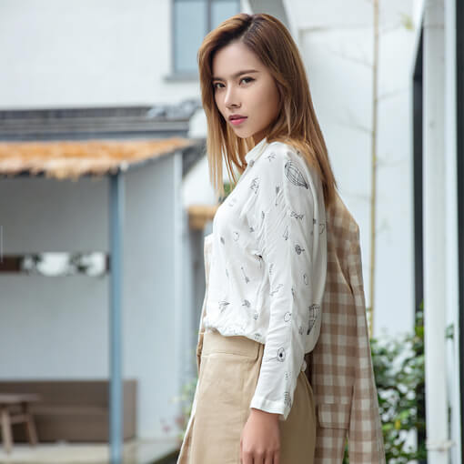 女士印花休閑襯衫