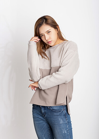 女士拼接毛絨衛(wèi)衣