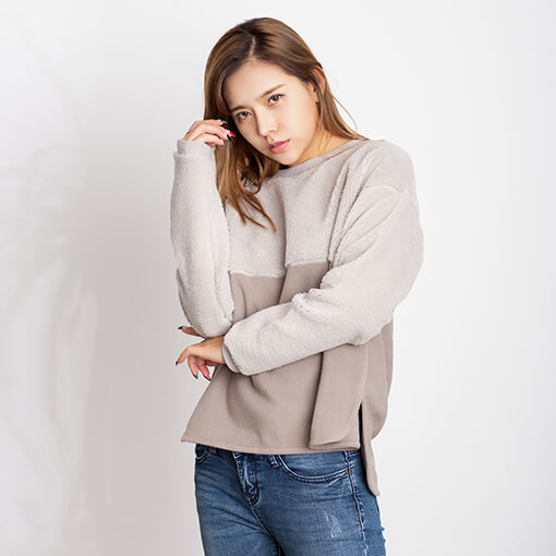 女士拼接毛絨衛(wèi)衣