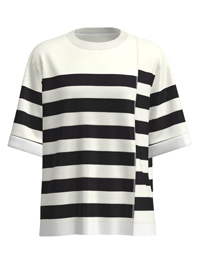 錯位條紋拼接T恤