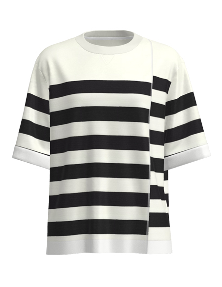 錯(cuò)位條紋拼接T恤