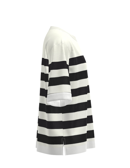 錯(cuò)位條紋拼接T恤