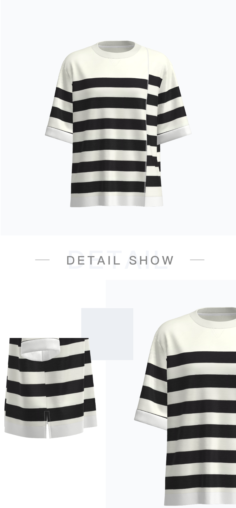 YX046錯(cuò)位條紋拼接T恤_1