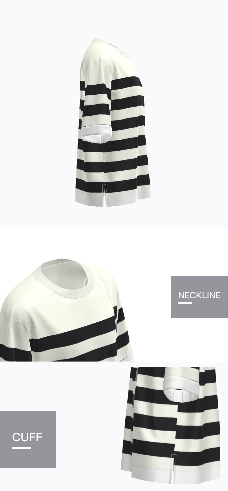 YX046錯(cuò)位條紋拼接T恤_2