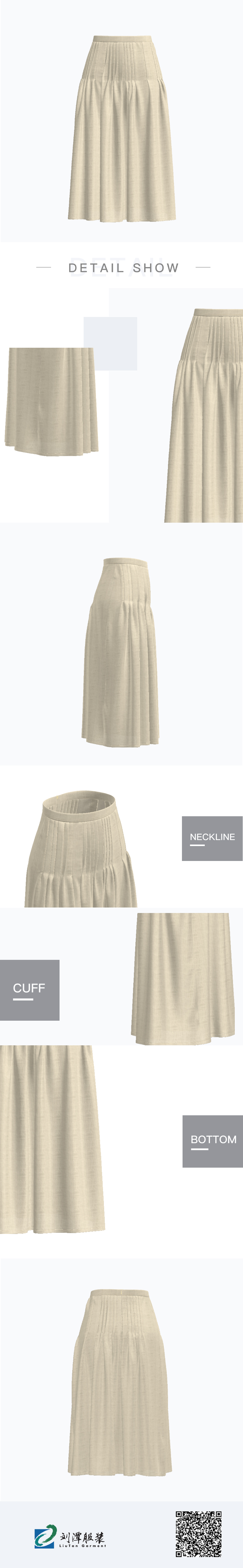 YX063麻棉褶裥半裙_1