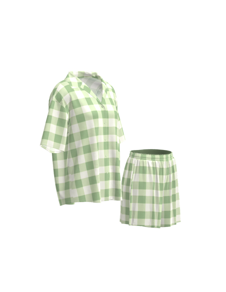 女款梭織短袖家居服套裝