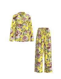 印花真絲緞面睡衣套