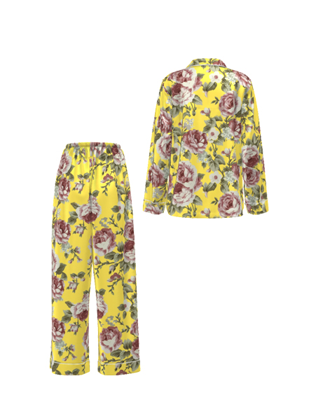 印花真絲緞面睡衣套