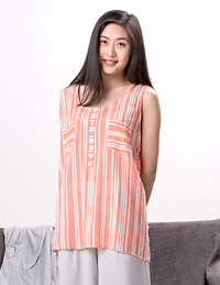 色織條紋居家背心